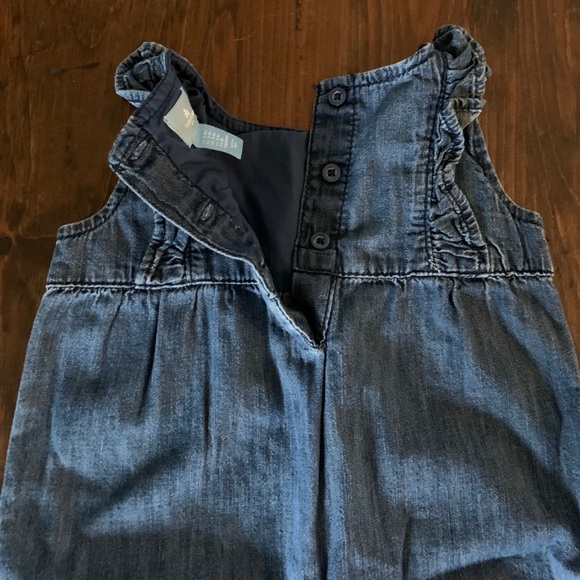 Dark Blue Chambray Ruffle Romper - Picture 8 of 8